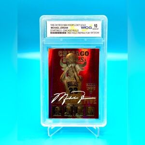 1996 Skybox 23KT Gold🔥JORDAN Starting 5 Bulls🔥RED HOLO REFRACTOR GEM-MT 10